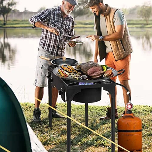 Knobs BBQ, with Gas Backyard Cooker Cooking, Stove and 150,000 Cooking, for Removable 2 Legs, Outdoor Control BTU Frying Outvita for Burner Temperature Baking Propane Camping