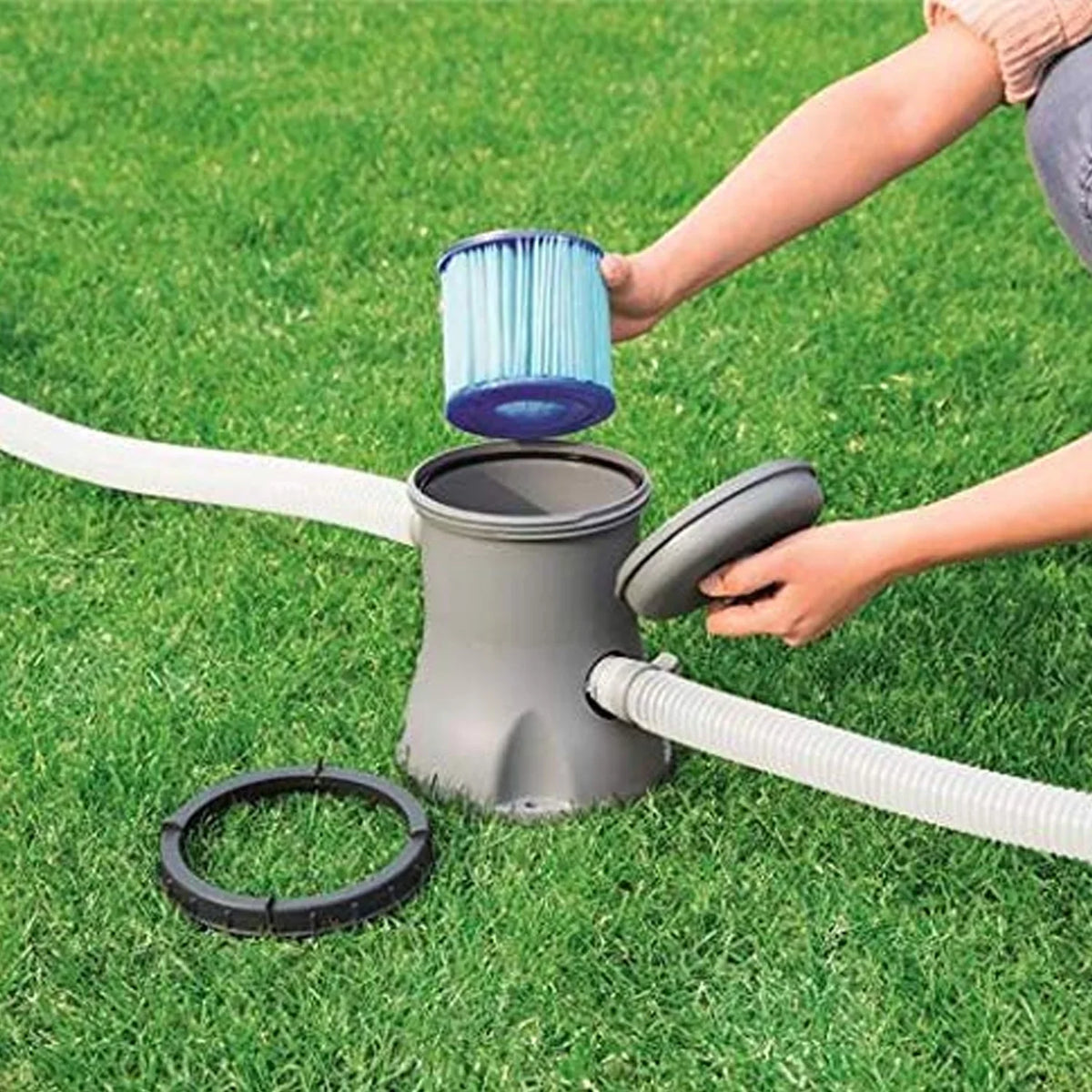 inflatable Flowclear GFCI Ground with Pump Bestway Above 330 58511E-BW Plug Gallon Pool