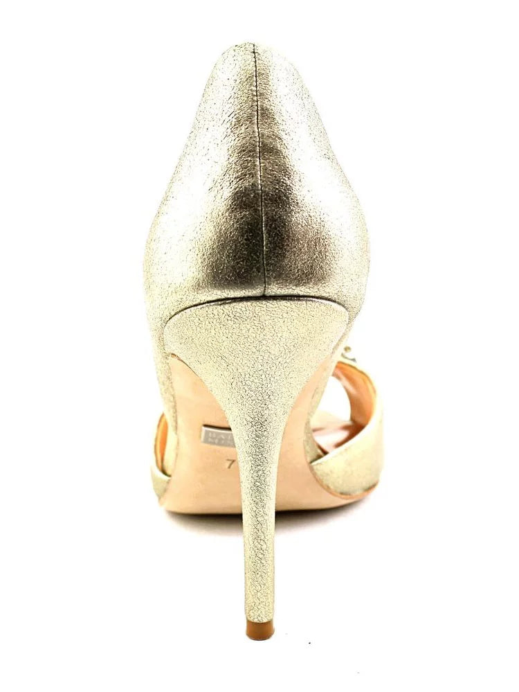 US Women's Pump, D'Orsay Badgley II Suede, Giana M Pewter Mischka 7.5 Metallic