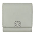 FLAP (Good) Loewe metal Anagram LOEWE L-shaped compact series fittings flap ANAGRAM light silver COMPACT C821L57X01 green Pre-Owned folio WALLET leather wallet fastener