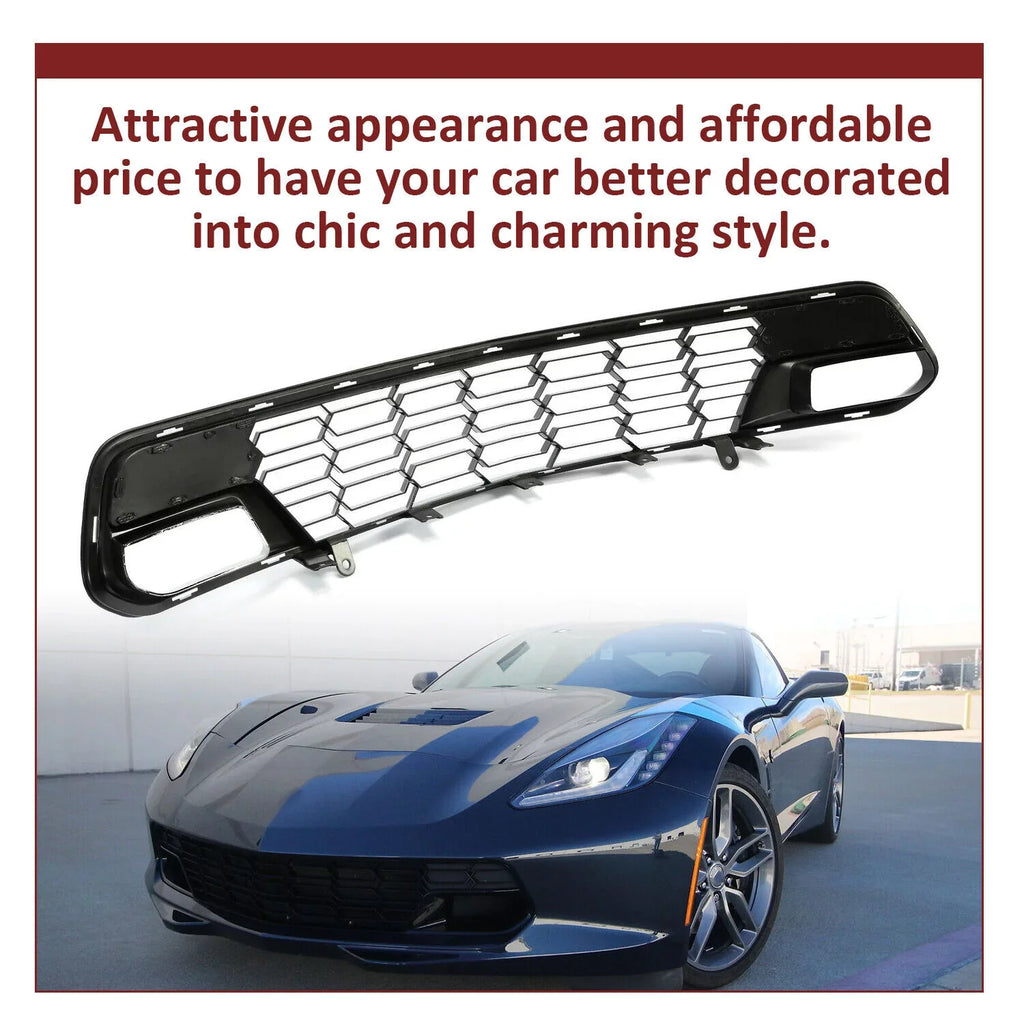 Lower Painted Corvette Style Cover C7 Bracket) 2014-2019 Chevrolet Front Front Models Bumper Grille (W/O Plastic Z06 All Camera for Black Kojem Glossy