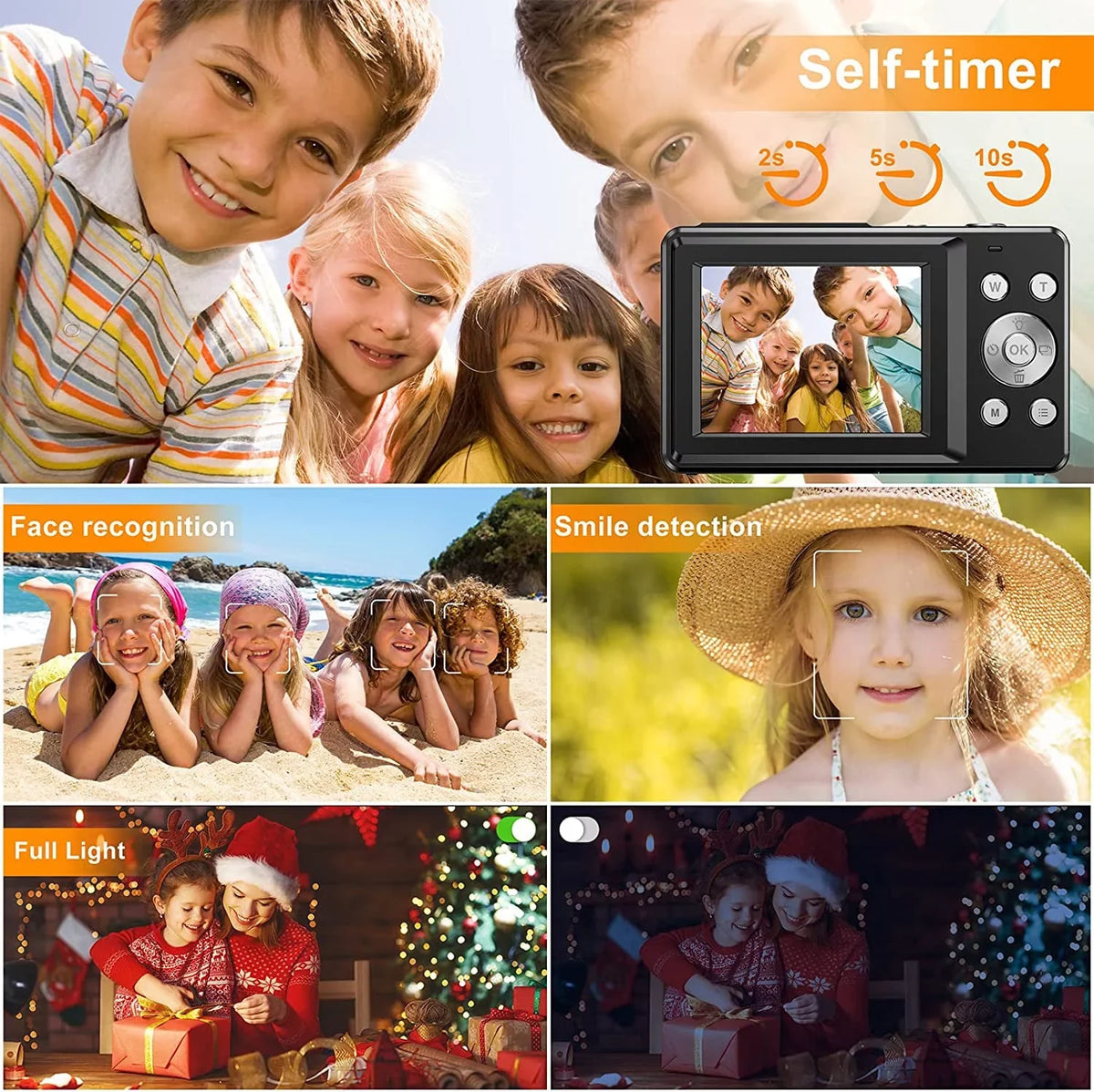 with Camera, Compact SD Video Point Digital Camera Camera for 16X 1080P Digital Kids Zoom, Digital 32GB FHD