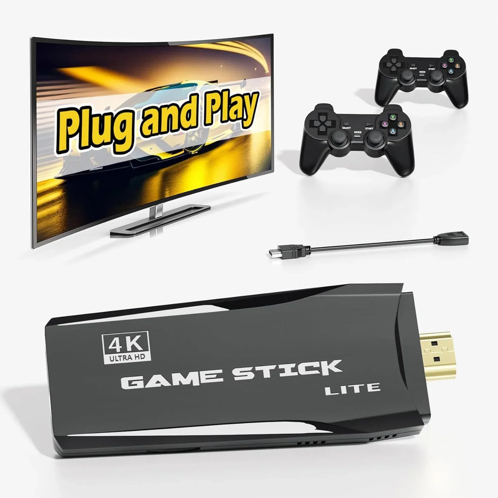 '- Stick Stick Support TV,Emulator Port,2 and Play Games,9 4K Classic Nostalgia Retro Wireless HD Emulators,Plug Video for Preloaded 12000+ Game S2 Gamepads(64G) Games Retro Console S2