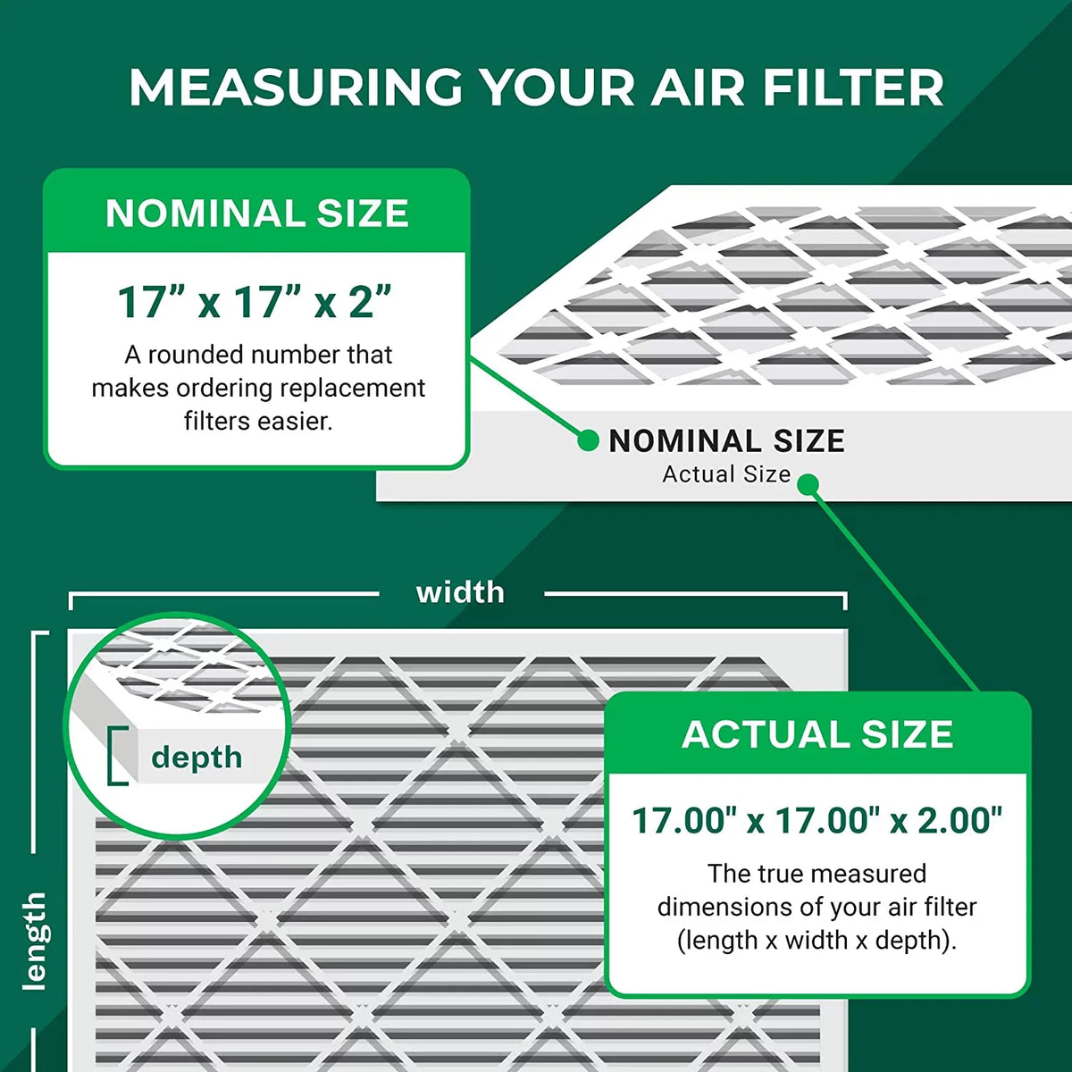 11 17x17x2 HVAC Furnace Filters (3-Pack) MERV AC Filterbuy Air Pleated