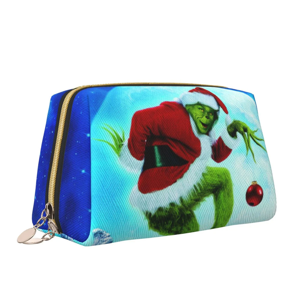 Portable Leather Bag Stole Christmas Bag Makeup Grinch Pouch The Cosmetic Storage Travel Toiletry Gift How Organizer Purse