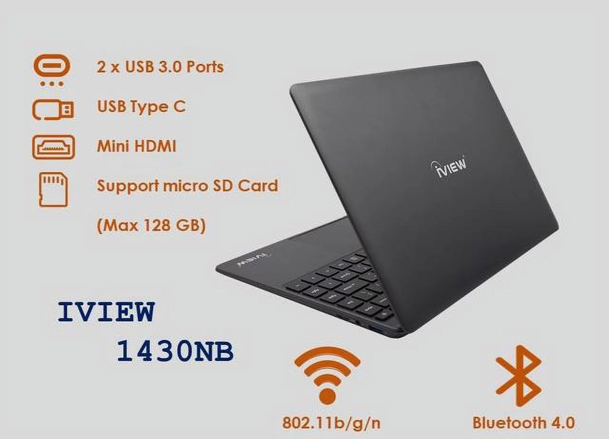 USB 1430NB-14.1in IPS Resolution, 1920x Mouse iView Dual 1080 High and Core, 4GB/64GB