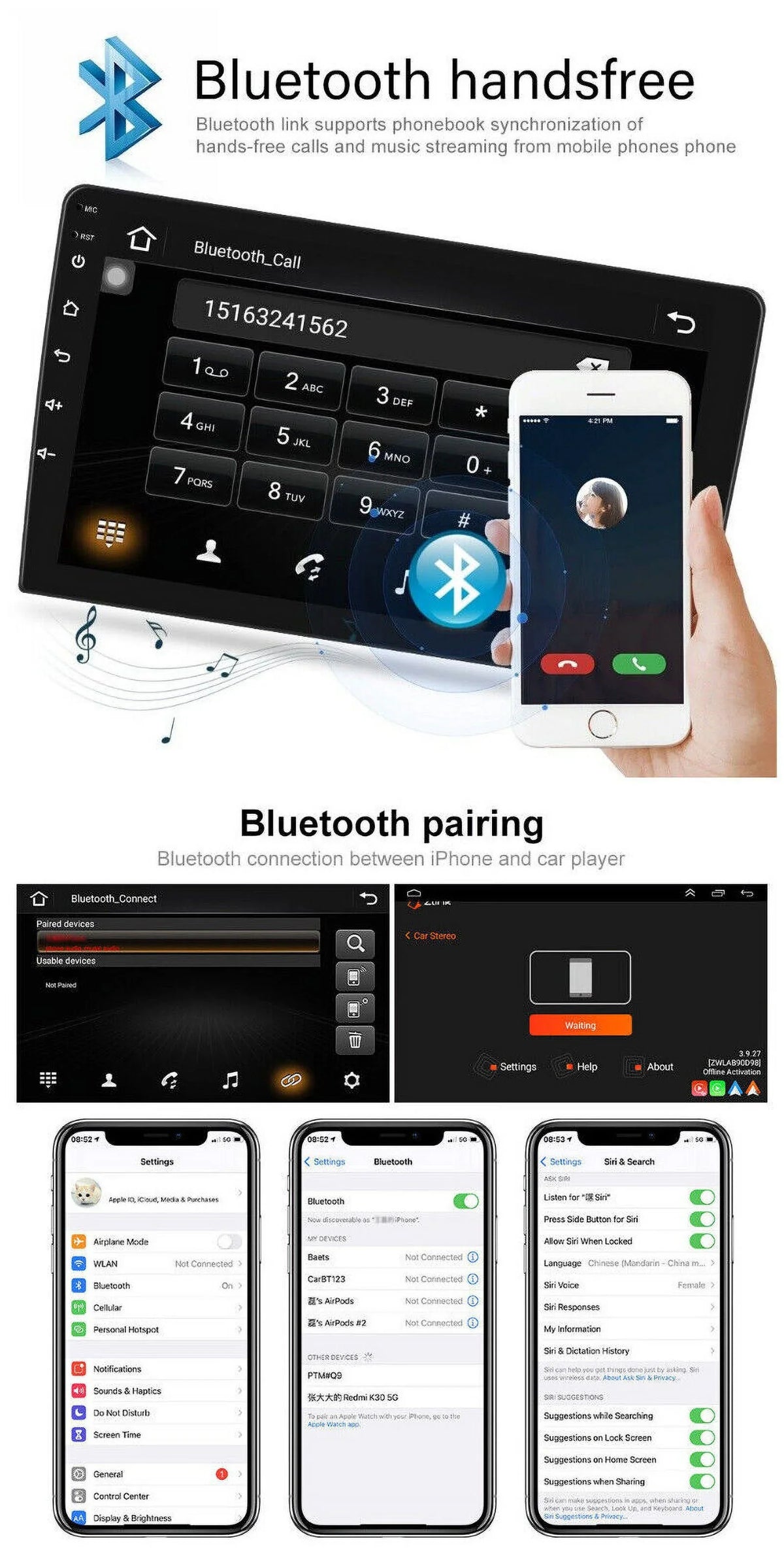 2+32G, GPS Carplay Honda Stereo Auto Video Accord Camera Black 12 WIFI 1280*720 Android Car Backup Radio Player Wireless for 2008-2013 Android 8 SWC Screen Navigation 10.1" Support