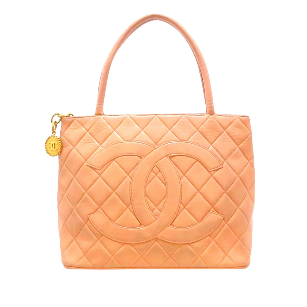 Authenticated (Good) Lambskin Orange Pre-Owned Tote Bag Women Leather Chanel Medallion Tote