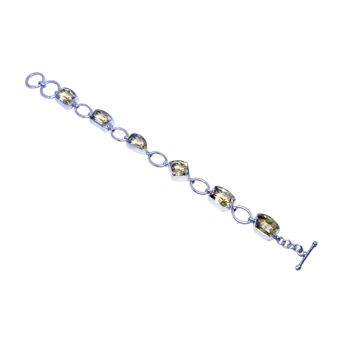 Silver Bracelets, Designer Fashion Quartz Handmade 925 Natural Gemstone, Lemon Women, Jewelry Bracelet for