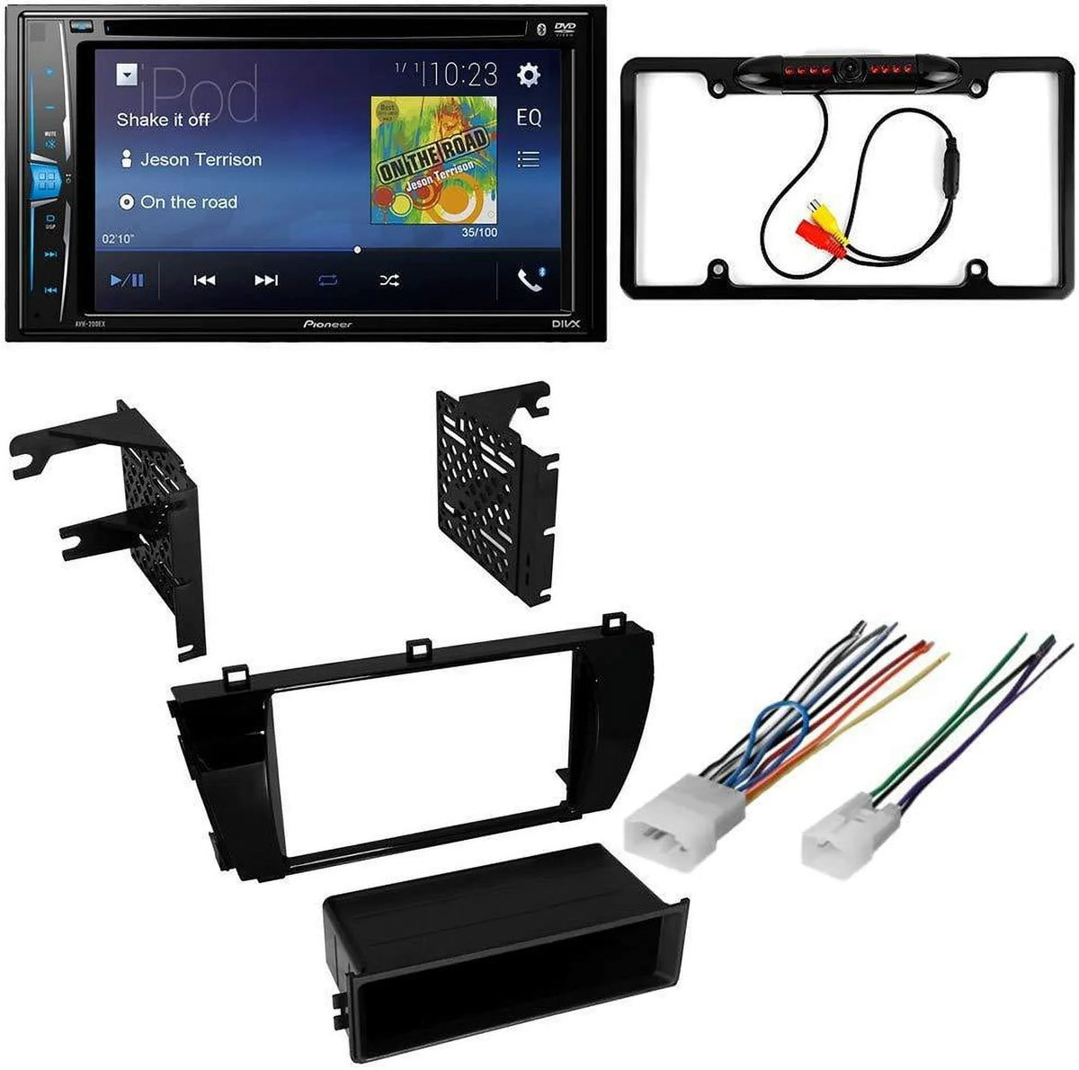 W/Grey Kit - Pioneer Bundle and Car Din Double with / DVD Mounting Toyota Kit - Corolla 2014-2016 Stereo Multimedia for KIT605 Backup Camera, Installation Touchscreen Dash