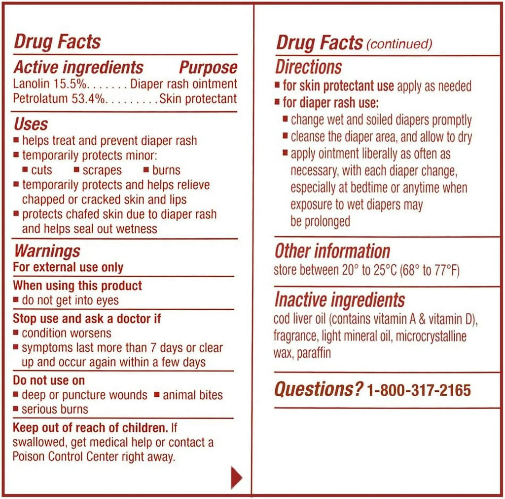 D And Of 1) A Lanolin Ounce Diaper (Pack Ointment, Petrolatum, 16 Original Skin May Protectant Vary) Cream With Rash (Packaging