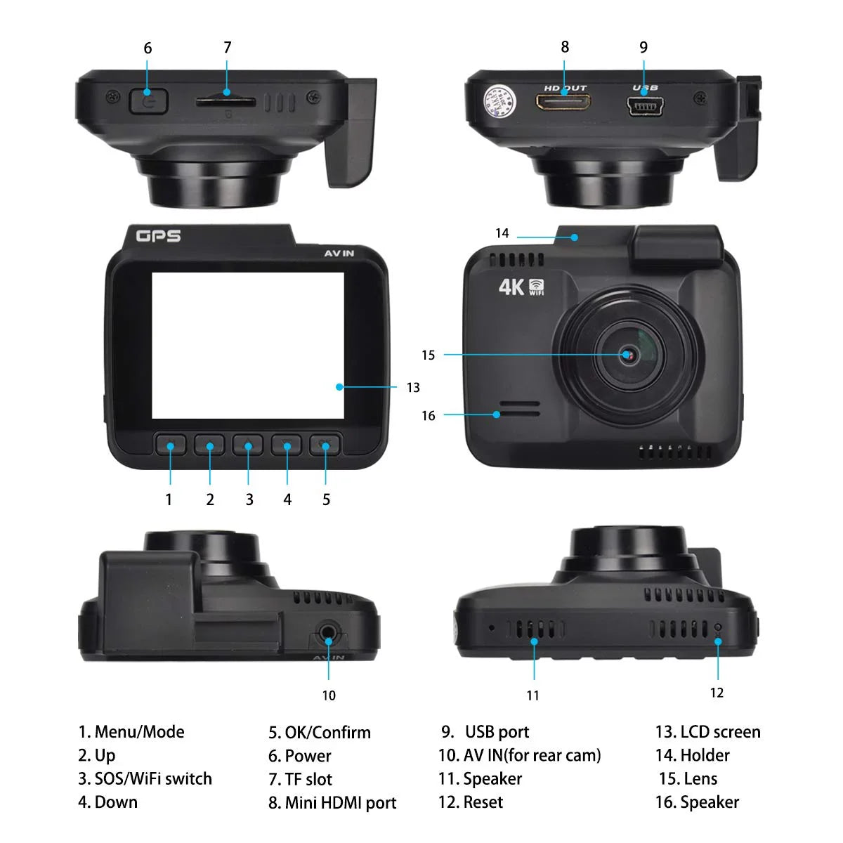 App Cam, G-Sensor, Record, Loop 2160P Motion WDR, Novatek Cam Car Dashboard Iseebiz Detect, Chip, 24FPS View, Parking Dash Wide Mode Built-in GPS, WiFi 150° Driving Angle, Recorder