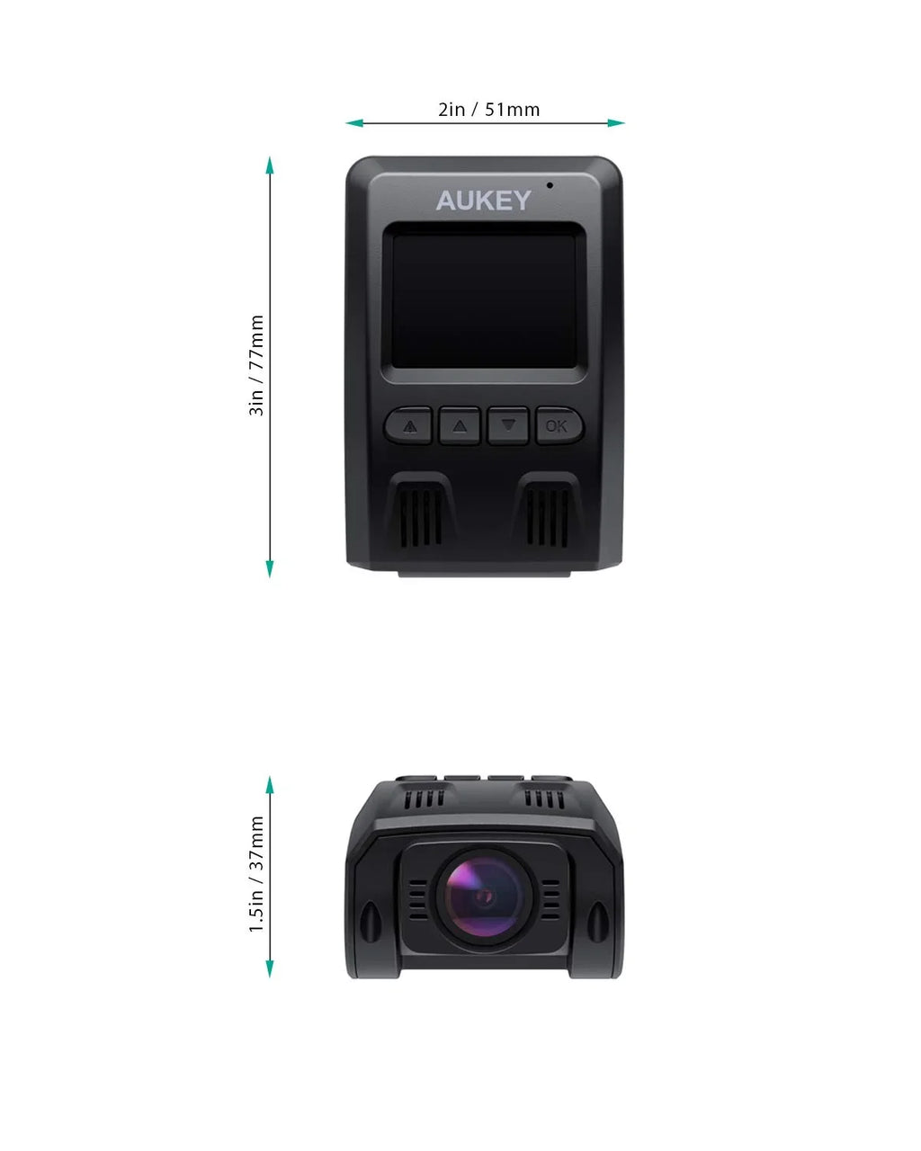 Black-DR02 Wide Dash P Camera, 1080P for Dash Camera 6-Lane Lens 170-Degree AUKEY Cars, Angle Cam, FHD Wifi Car