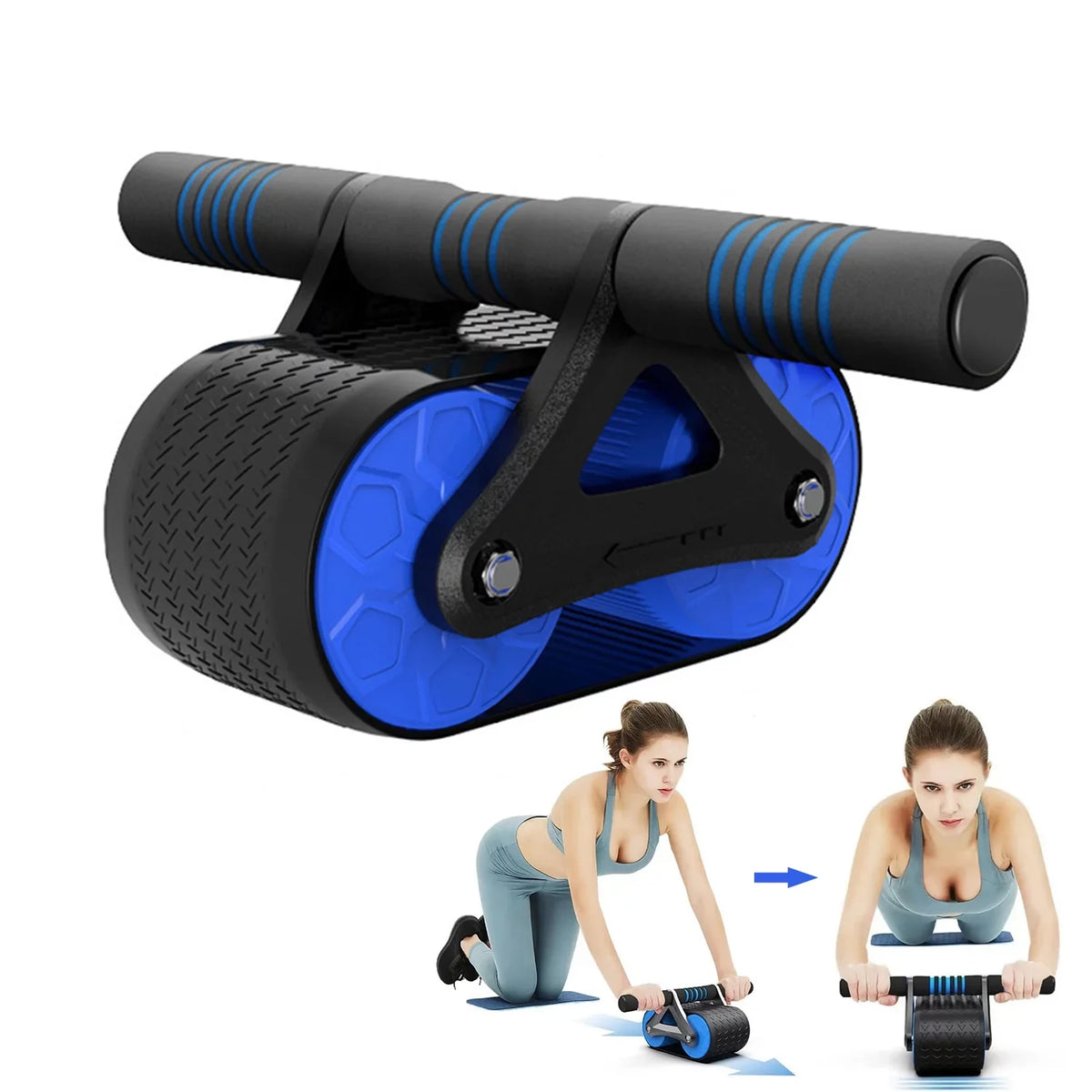 with Exercise, Ergonomic Wheel Mat Knee with Handle Core Assistance and for AB Equipment with Workout Springs Resistance Abdominal Roller Rebound Automatic