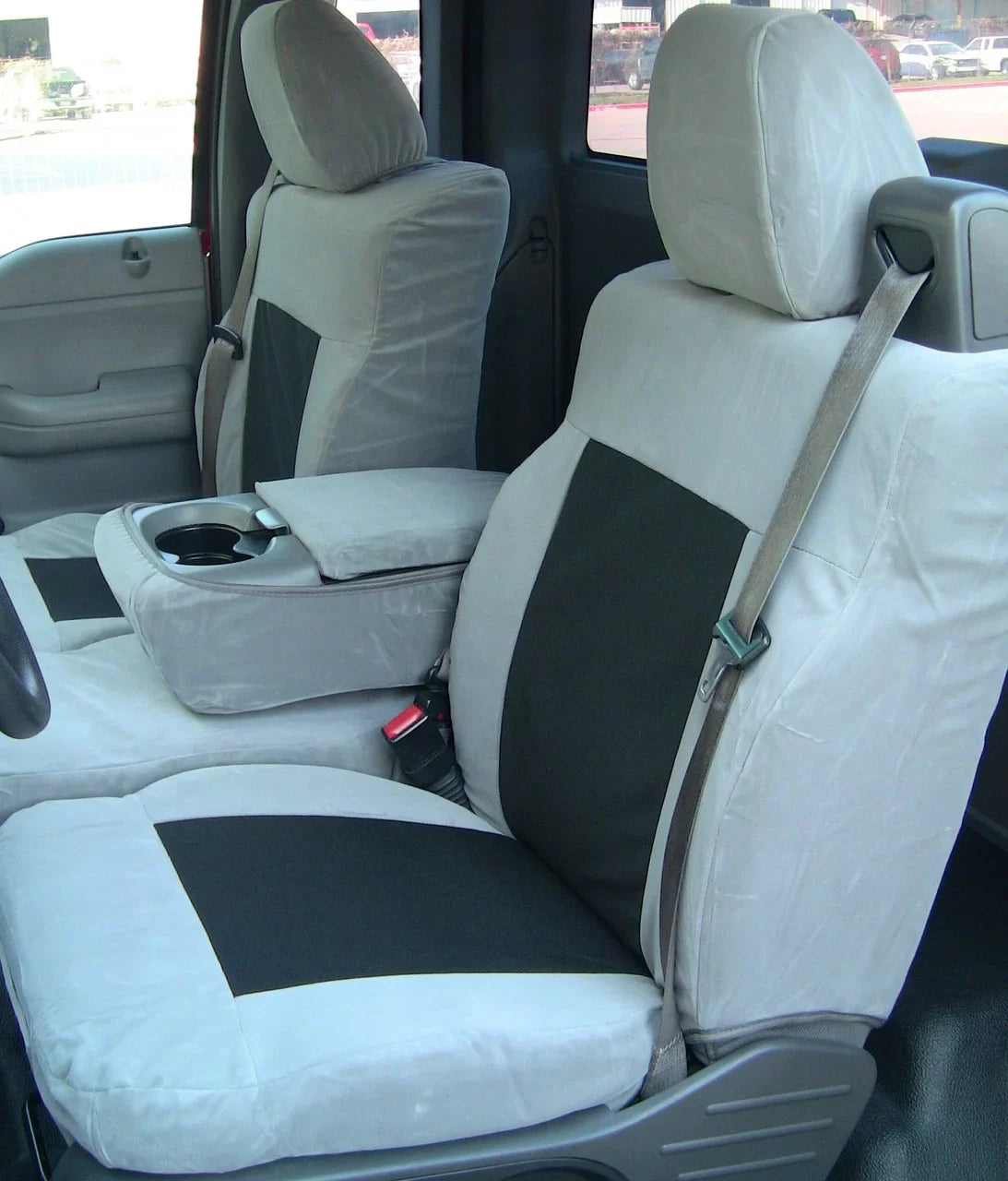 Split Front Center Opening Console F150 2004-2008 in Headrests, Seat 40/20/40 XLT with Super Cab Twill Gray Adjustable Ford F369