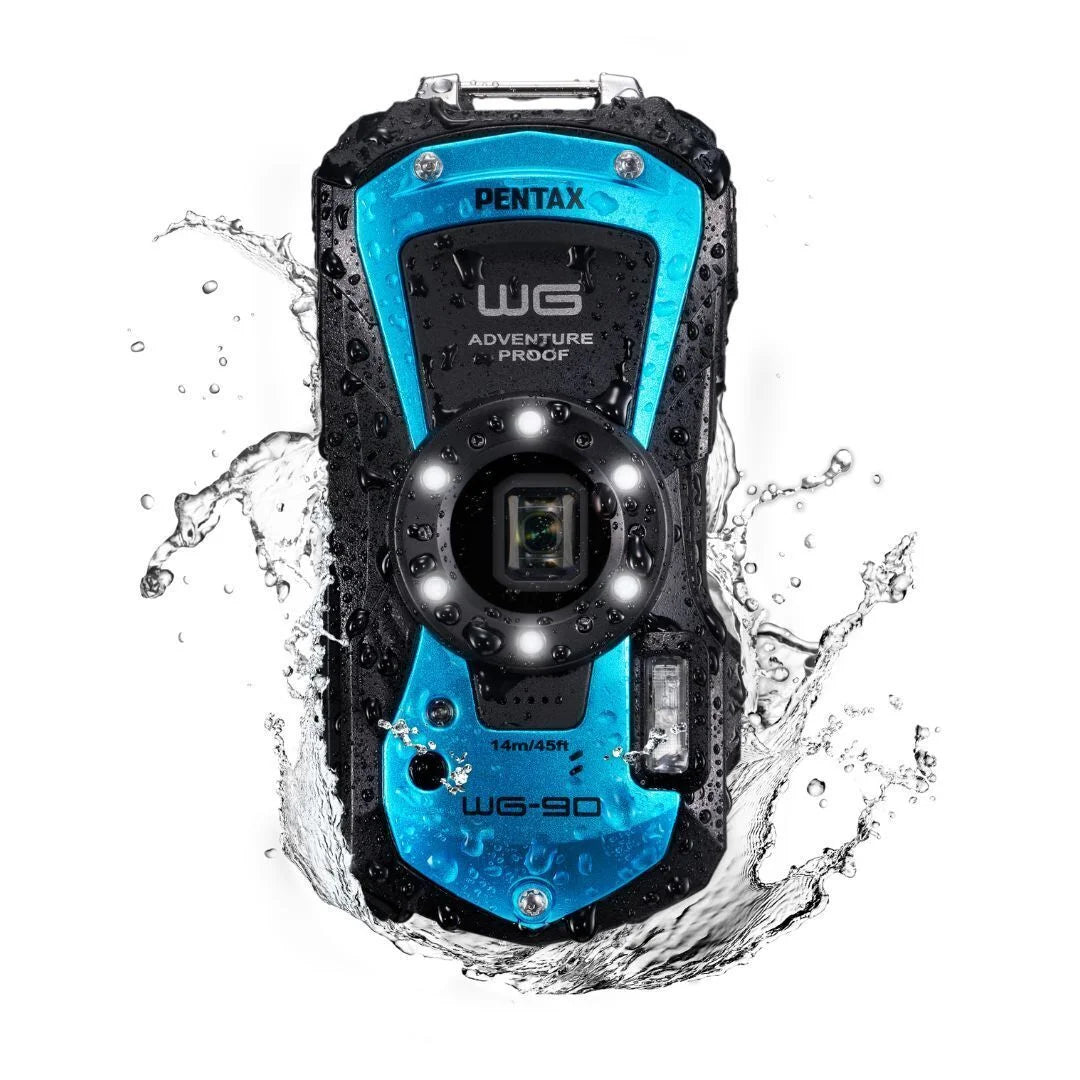 Compact WG-90 Memory (Blue) PENTAX Kit 64GB Accessory with Cleaning Bundle Card and Bag Camera