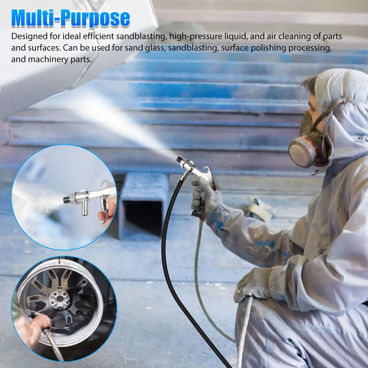 Ceramic Nozzle with 4 Gun Sandblaster Blaster Kit Air Abrasive Sandblasting Sand