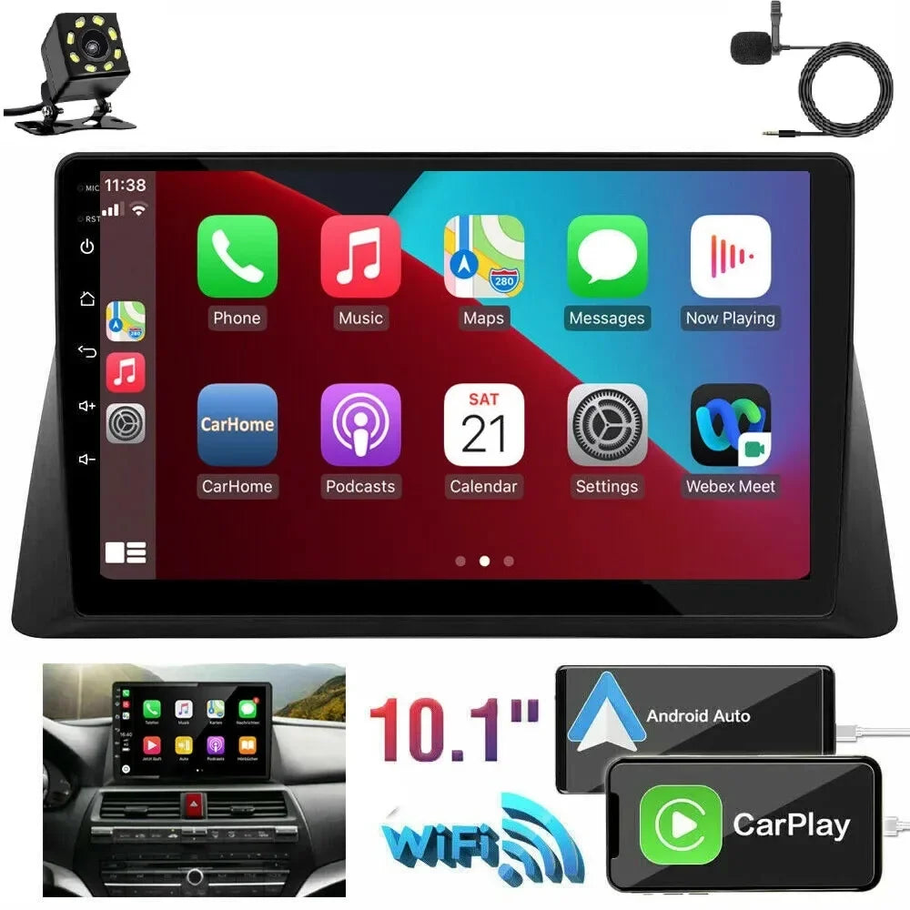 2+32G, GPS Carplay Honda Stereo Auto Video Accord Camera Black 12 WIFI 1280*720 Android Car Backup Radio Player Wireless for 2008-2013 Android 8 SWC Screen Navigation 10.1" Support