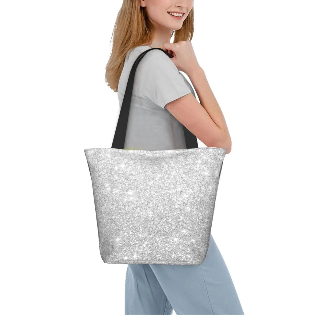 Glitter Women Handbag Tote Bag Bingfone Silver Casual Shoulder Shopping Ladies Bags