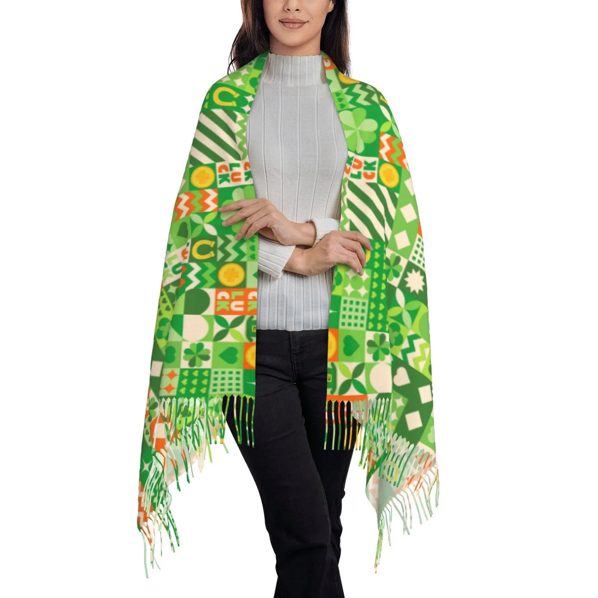 Warm Art Soft Cashmere Wrap Shawl Feel Print For Large Women Bingfone Elegant Patrick's St Day6 Scarf Scarves Gifts- Winter