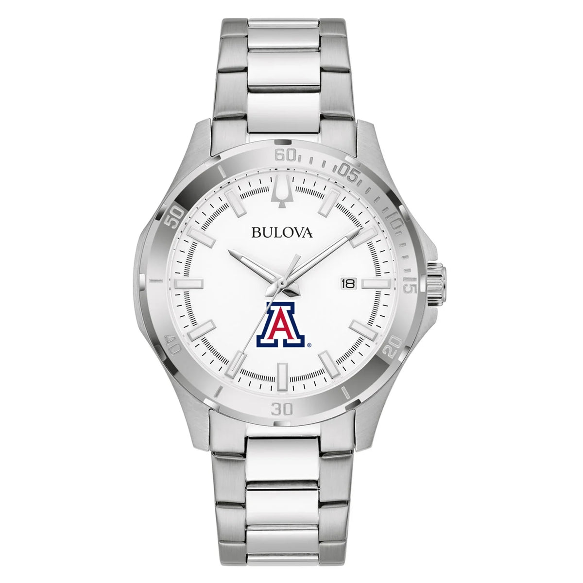 Wildcats Men's Silver Classic Arizona Steel Sport Watch Stainless Bulova
