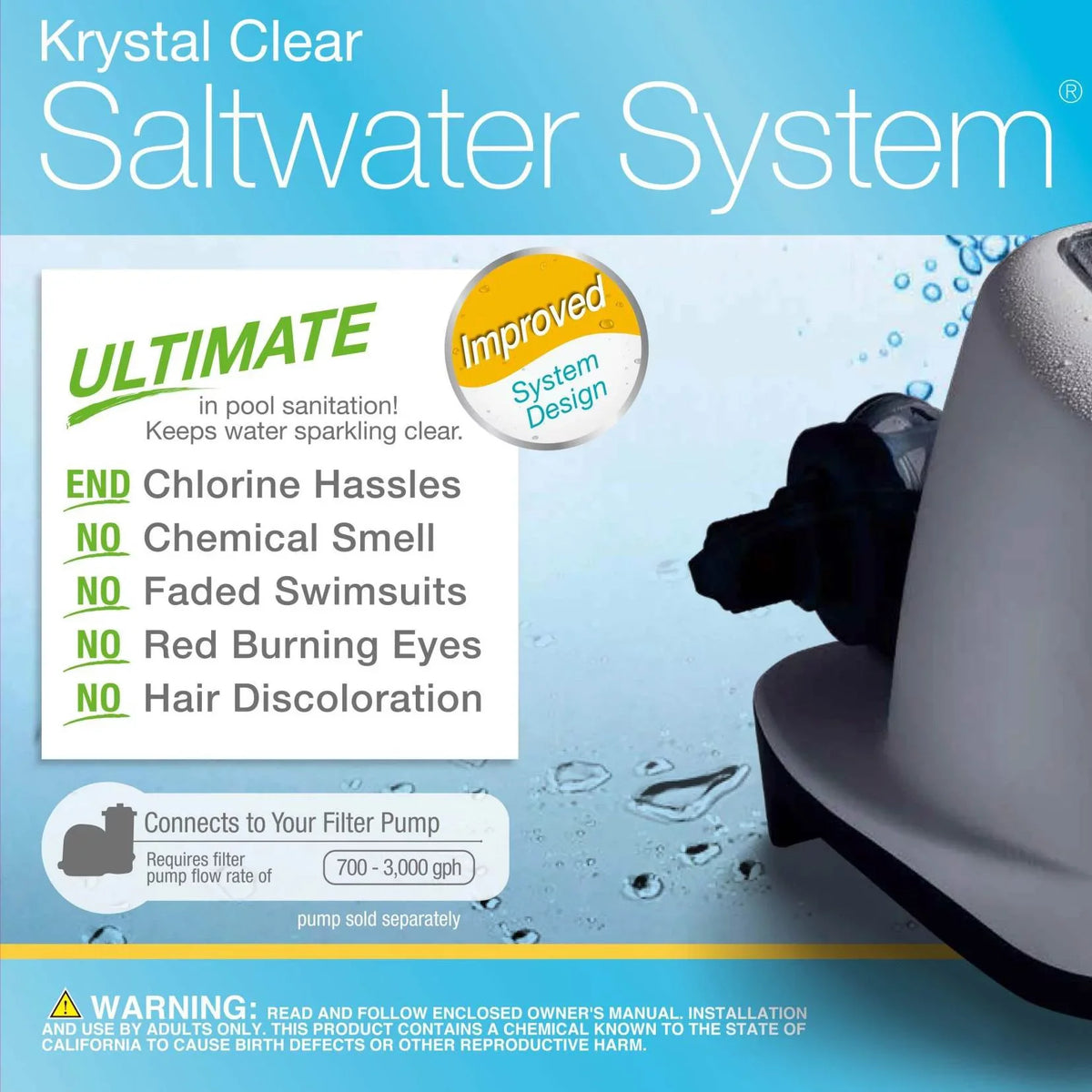 Krystal Swimming for Pools Intex System Saltwater Ground Pack) (2 Clear Above