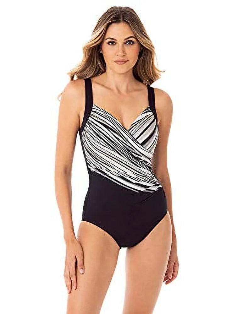 pc One Women's Miraclesuit Slimming Control Tummy 10 Underwire Swimsuit,Black,