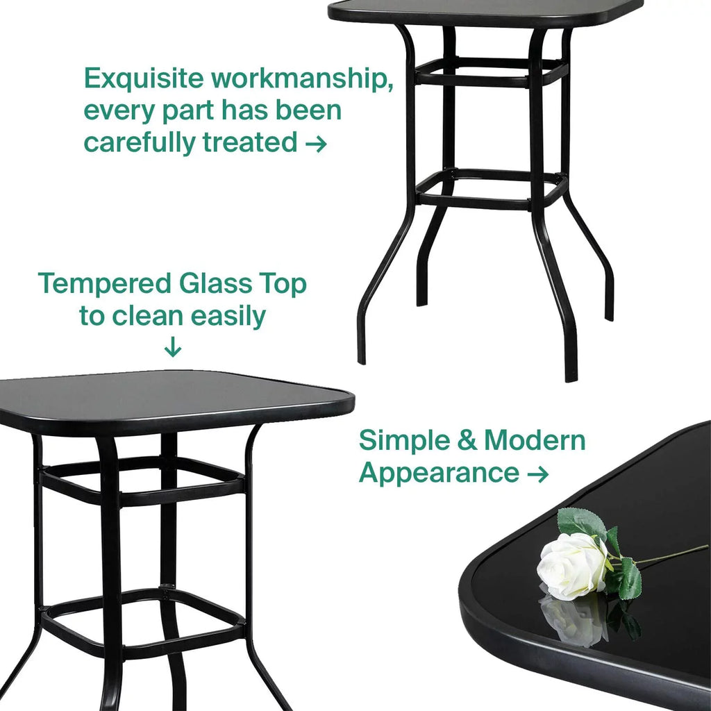 For Solid Deck Table Durable Nikias Glass Bar