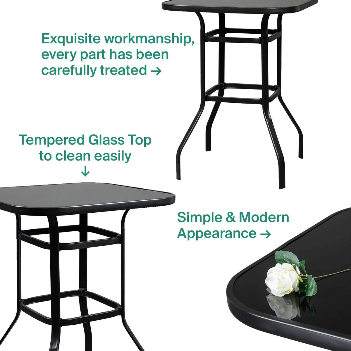 For Solid Deck Table Durable Nikias Glass Bar