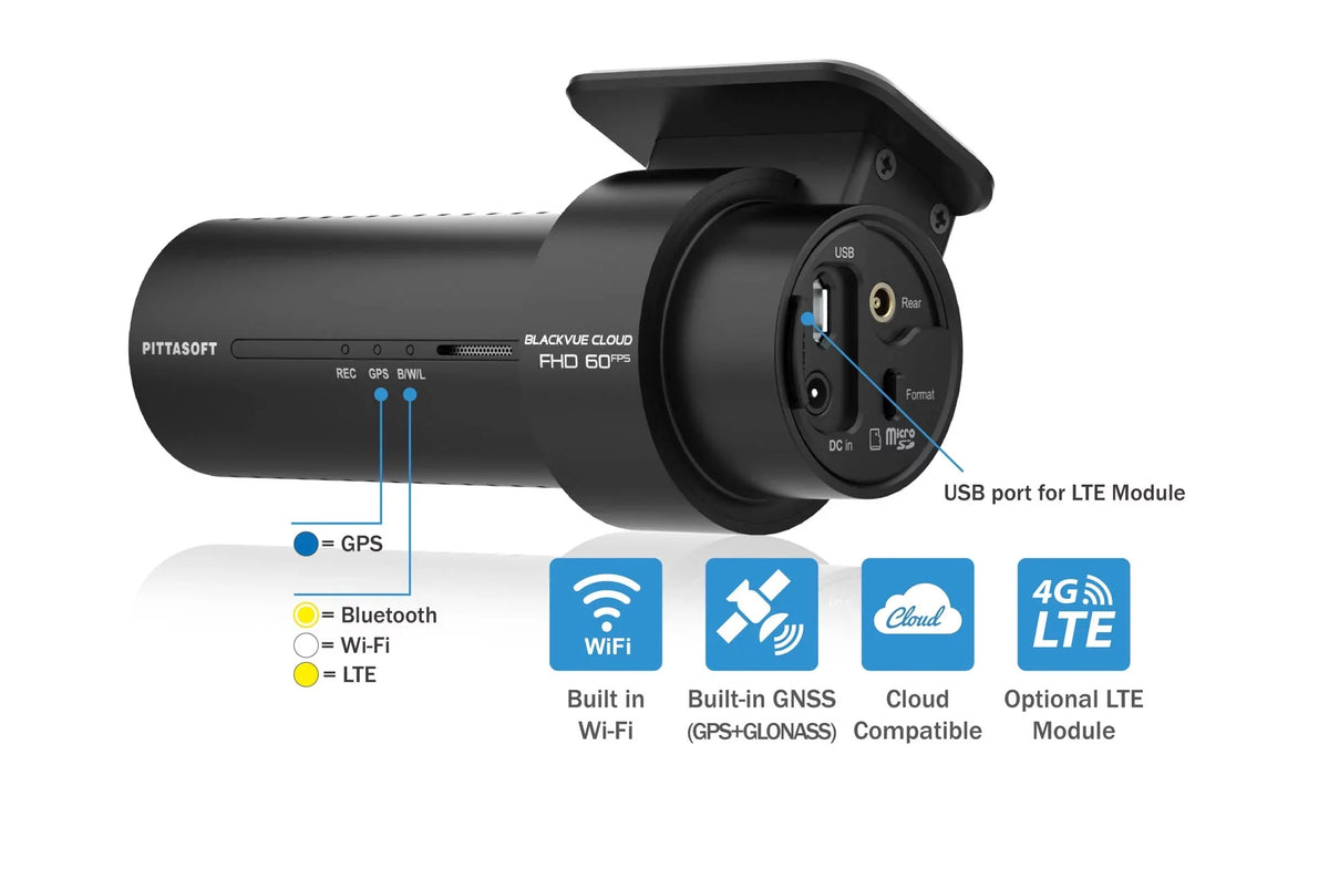 Single Lens 1080p Cam GPS Cloud-Ready 256GB With | BlackVue WiFi Card & 60FPS Dash DR770X-1CH
