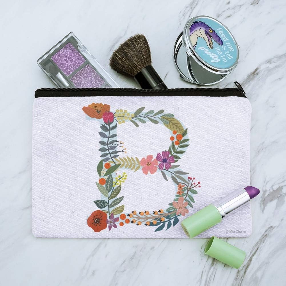 Letter Floral Initial Pouch Organizer Cosmetic B Makeup Bag