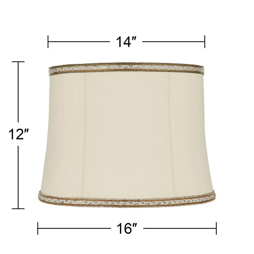 Medium Milano Shades 16" Lamp x 12" and High Fitting Bottom Replacement Finial Cream Harp Washer Drum x Springcrest Top 14"