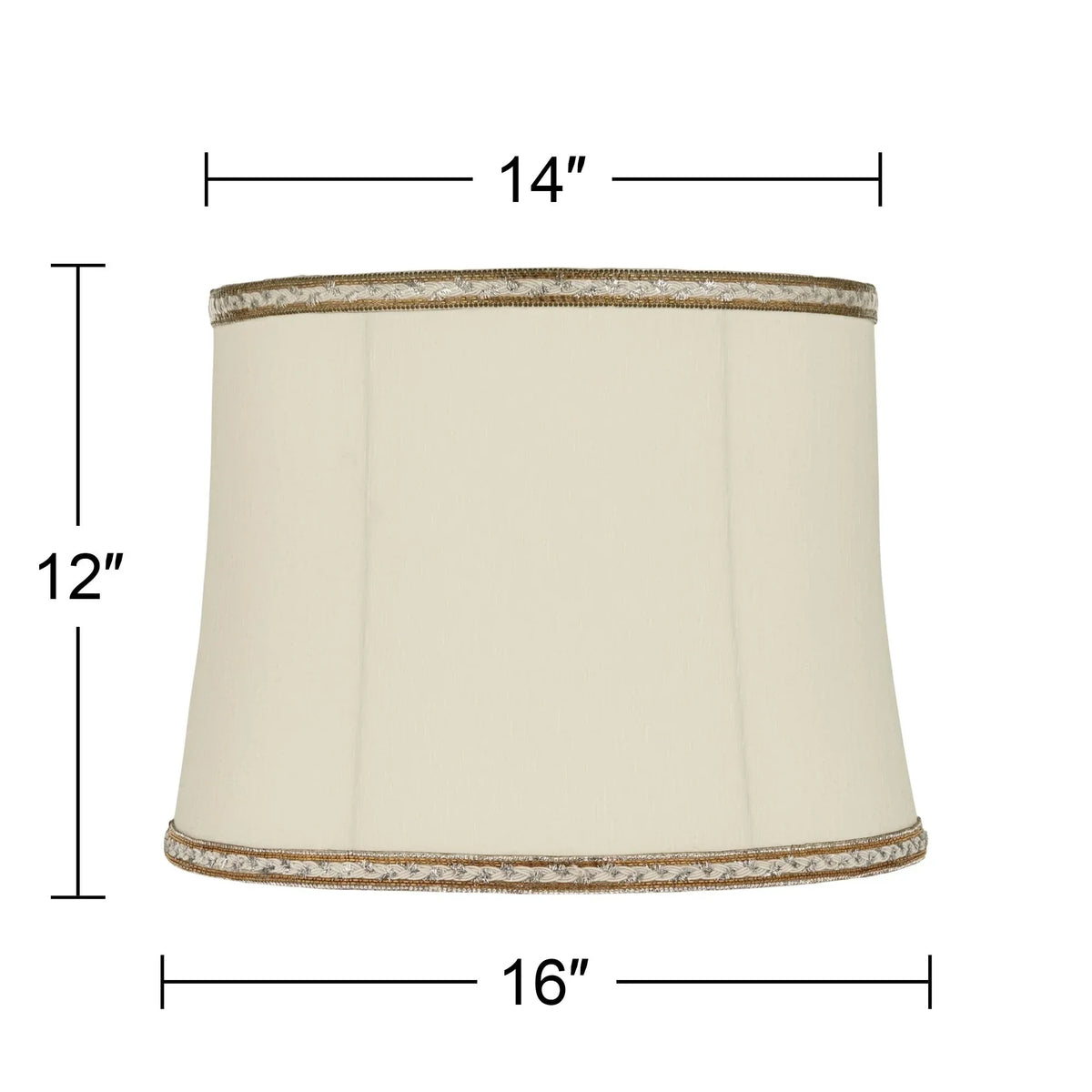 Medium Milano Shades 16" Lamp x 12" and High Fitting Bottom Replacement Finial Cream Harp Washer Drum x Springcrest Top 14"