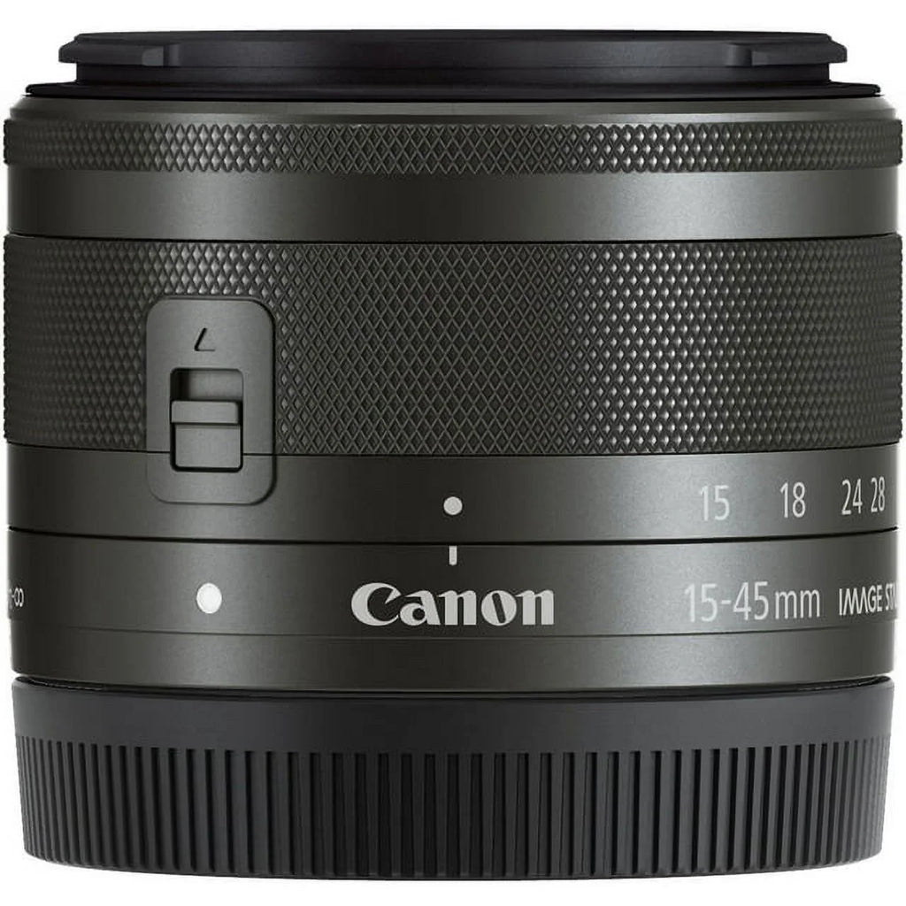 Bundle - 15-45mm Canon EF-M f/3.5-6.3 Lens BuzzPhoto IS (Graphite) STM Basic
