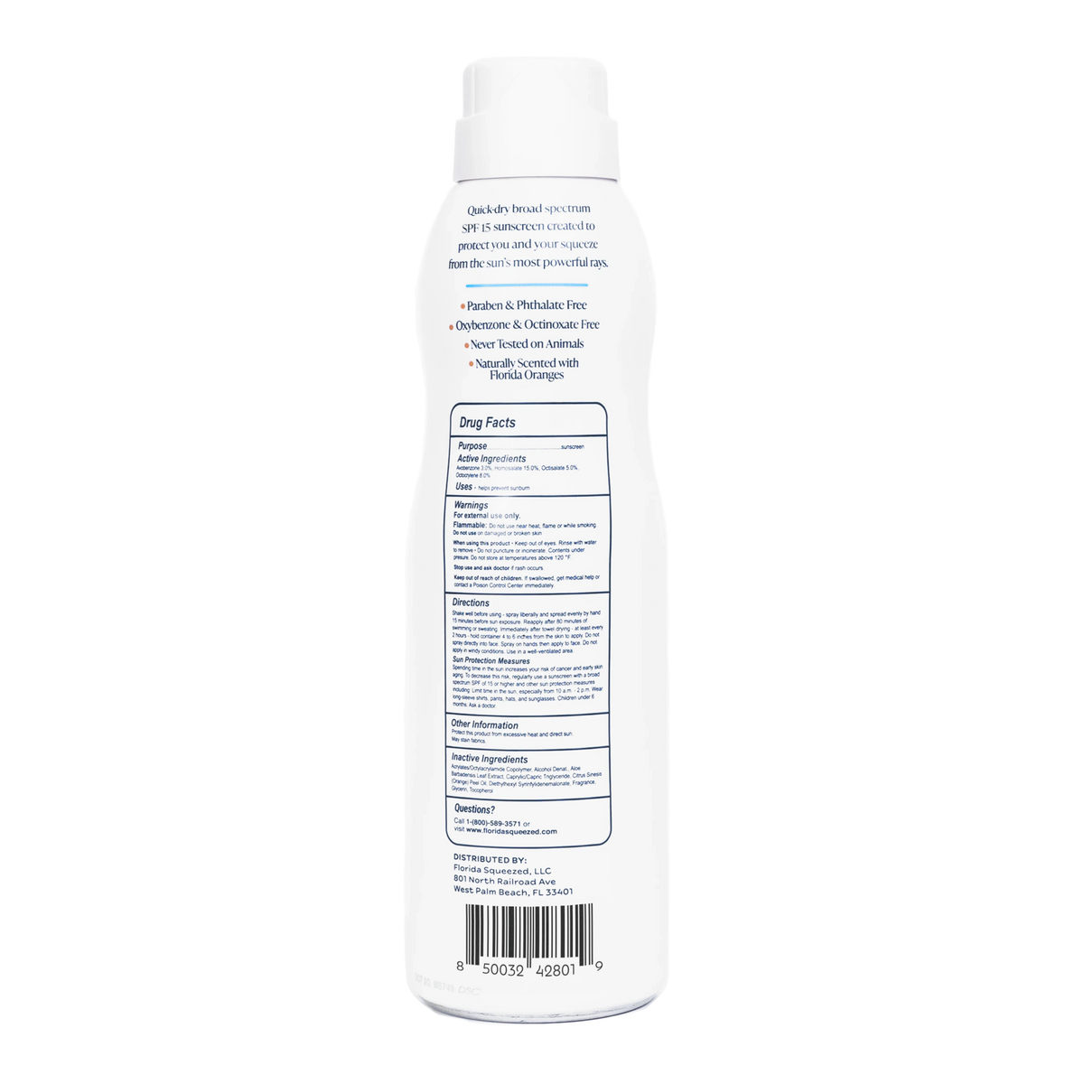 oz 6 15 Non-Aerosol Spray Squeezed Florida SPF Sunscreen