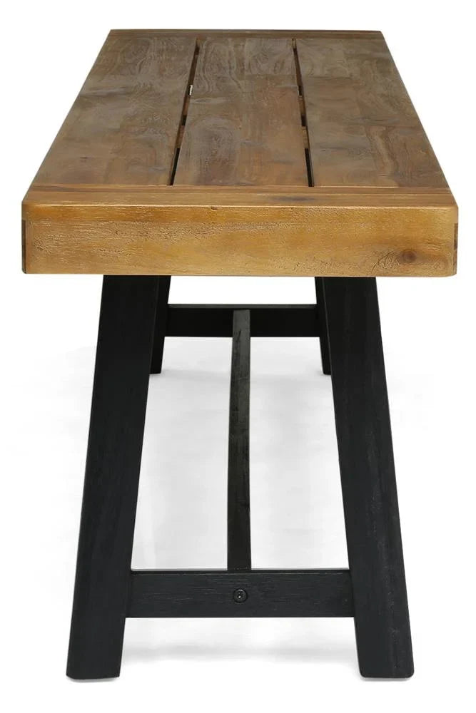 in Outdoor Raphael and Teak Bench Sandblast Black