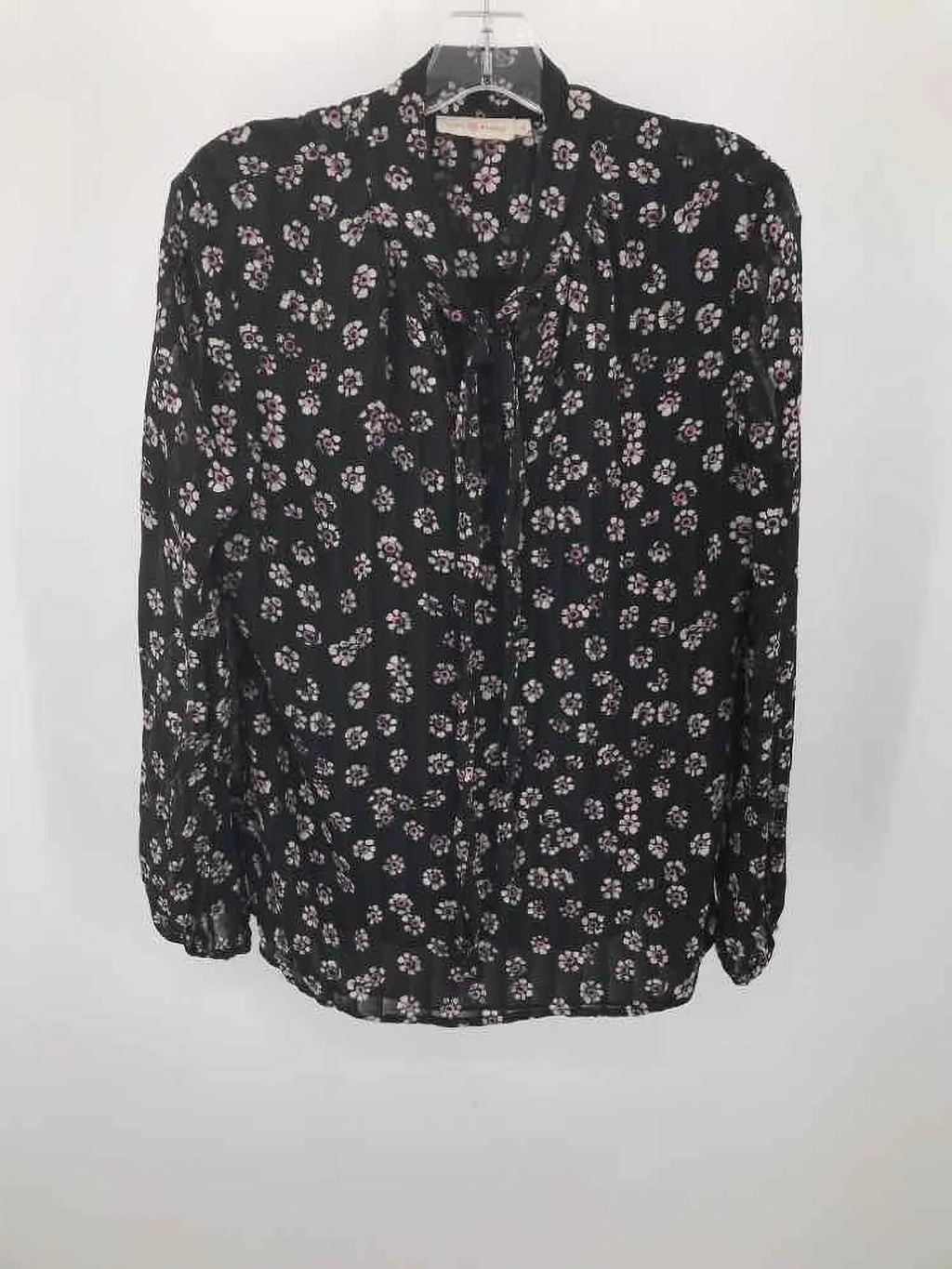 Burch 10 Tory Size Floral Pre-Owned Blouse Black