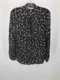 Burch 10 Tory Size Floral Pre-Owned Blouse Black