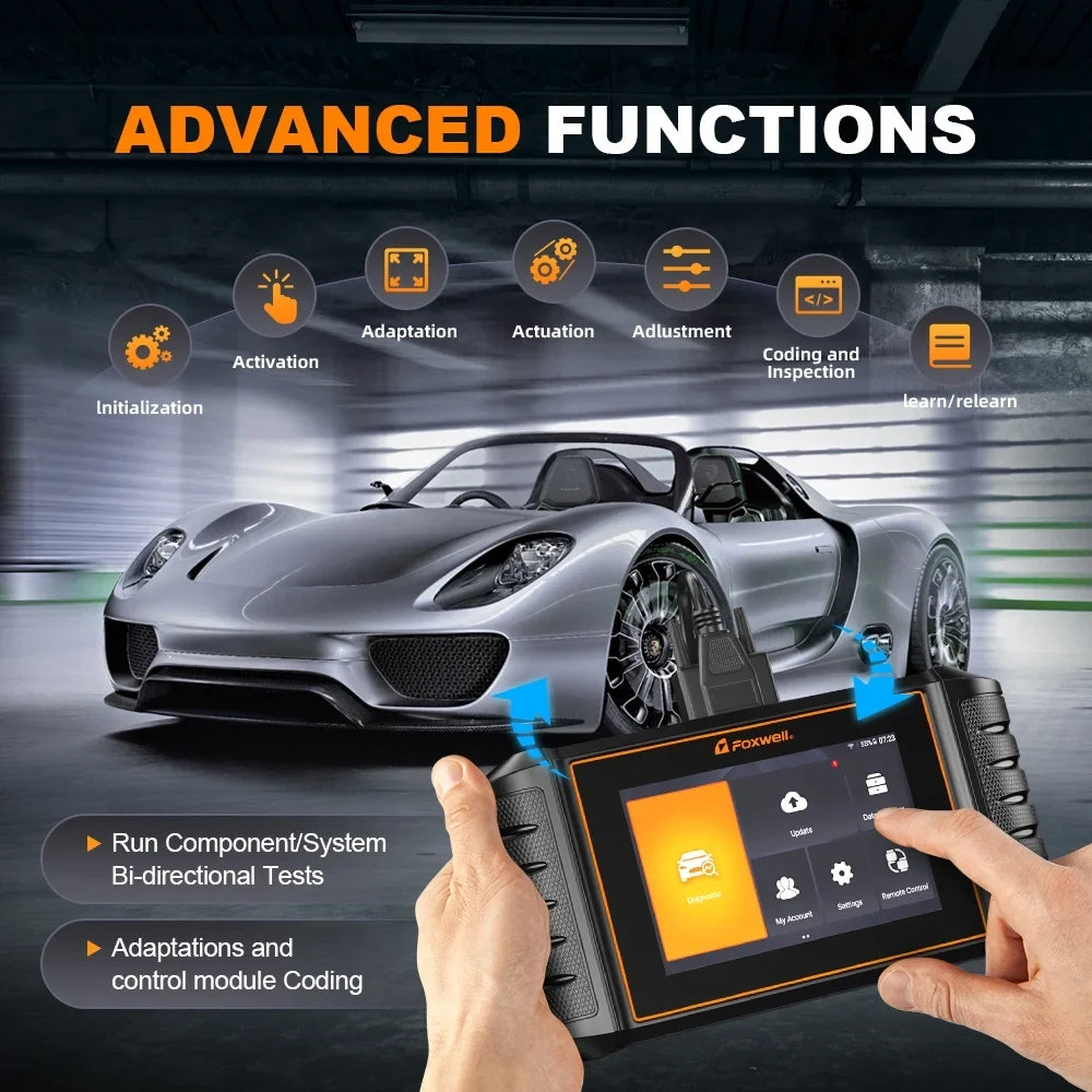 Foxwell NT510 Reader NT710 30 Elite Tool Honda Honda Fits Scanner Upgraded Acura Control Bi-Directional Scanner for JOBD for OBD2 Automotive Fits Scan Code Full Acura Services System Scanner Car Reset