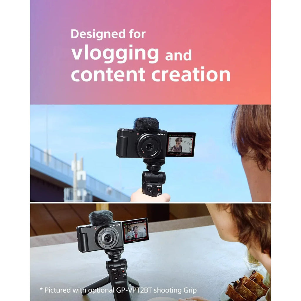 Video Content ZV-1F Vloggers & for Vlog Creators Sony and 20.1MP with 4K Bundle ZV-1F/W White Camera