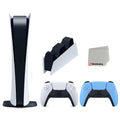 Extra with Controller and Edition Digital DualSense Cleaning Bundle Sony 5 Cloth Playstation Blue Console Charging with Station