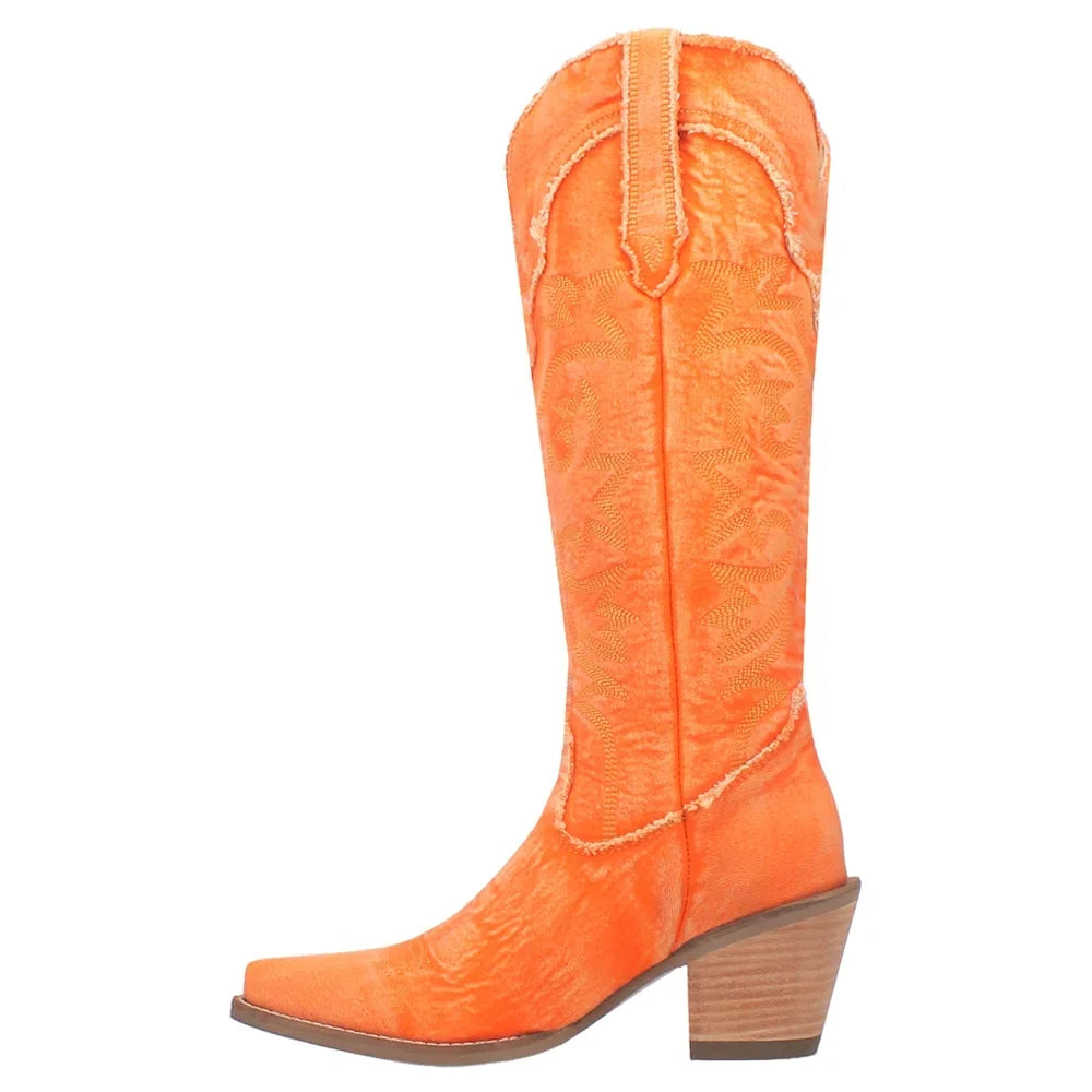 Boots Womens Casual Mid Dingo Texas High Snip Tornado Knee Heel Toe 2-3" Denim