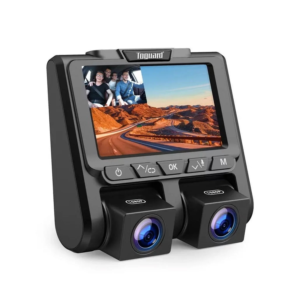 Monitor, Recording Cam TOGUARD Camera G-Sensor, Loop 3" Car 1080P Night Dual Camera Parking Dash Dash LCD and Vision Inside Screen IR Front with