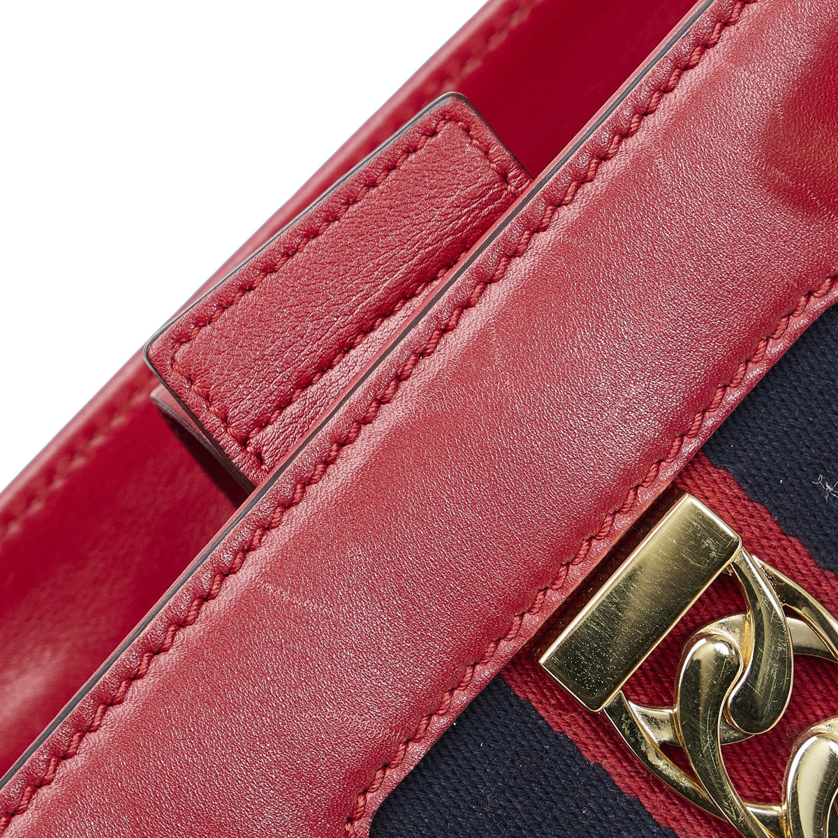 Leather (Good) Red Pre-Owned Sylvie Gucci Unisex Satchel Calf Authenticated