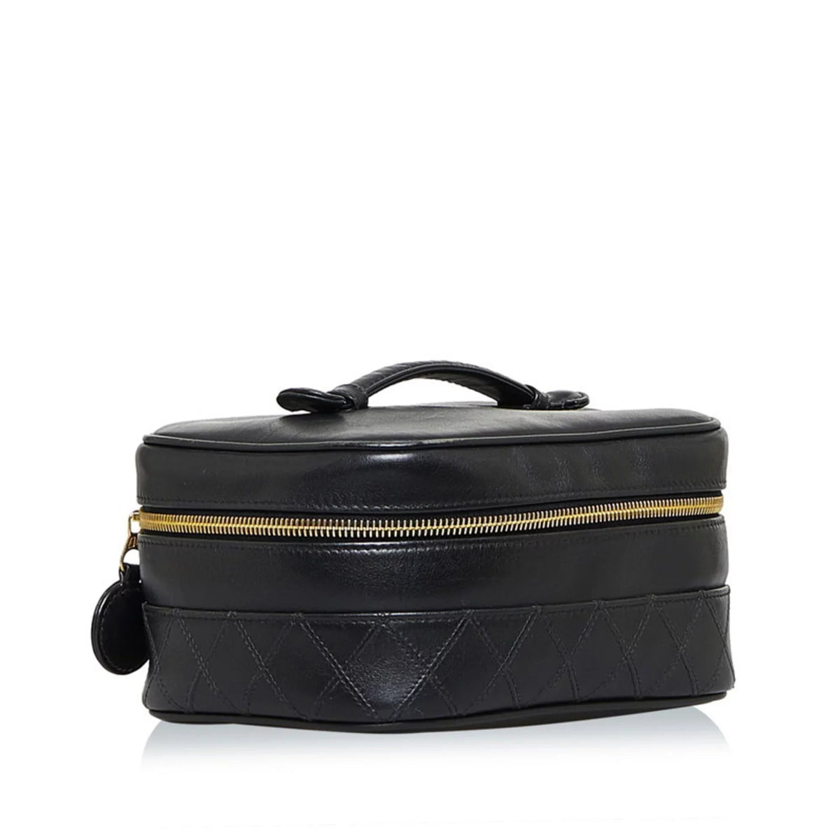 Bag Pre-Owned Ladies CHANEL (Fair) Lambskin Bicolore Cocomark Vanity Black Handbag Chanel