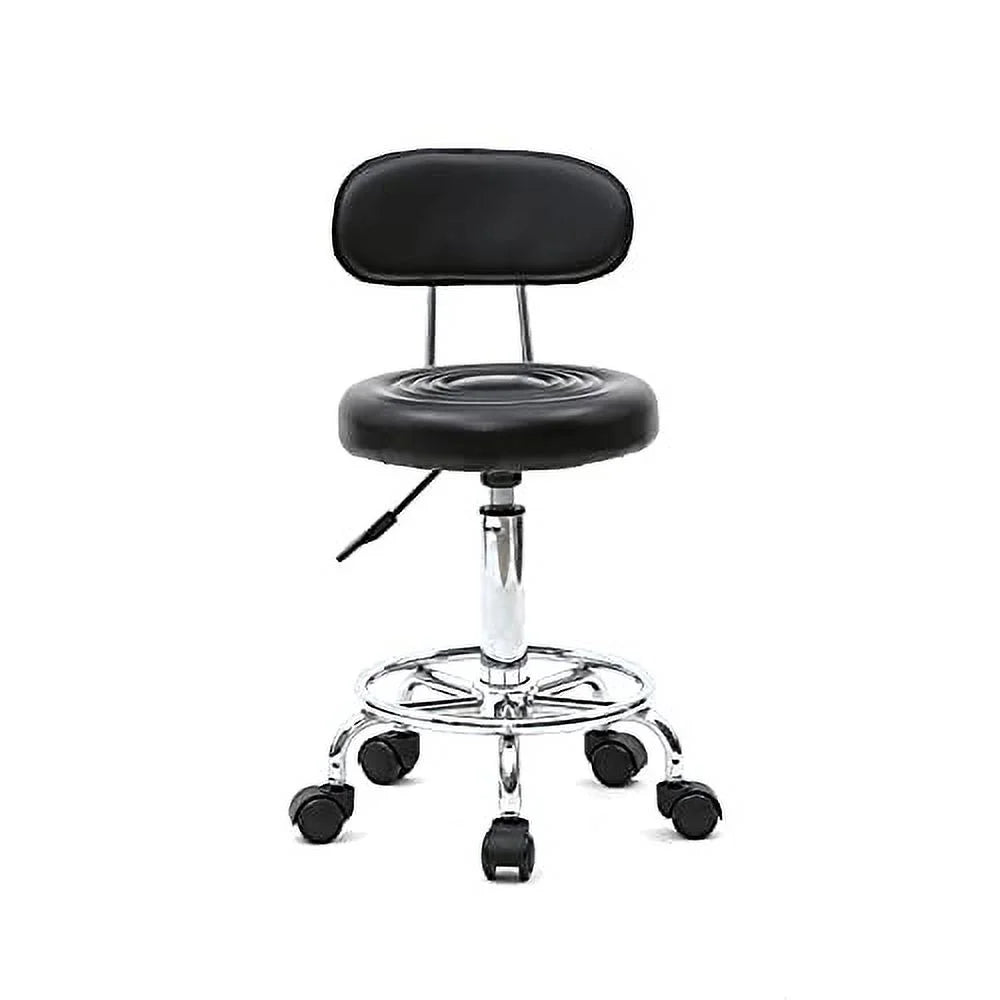 Art Rolling Goujxcy Multi-Purpose Perfect Swivel Wheels Stool Back Dental Spa Massage and Stool White Chair, Clinic Studio, Office with for Salon Cushion Adjustable Salon Beauty Tattoo
