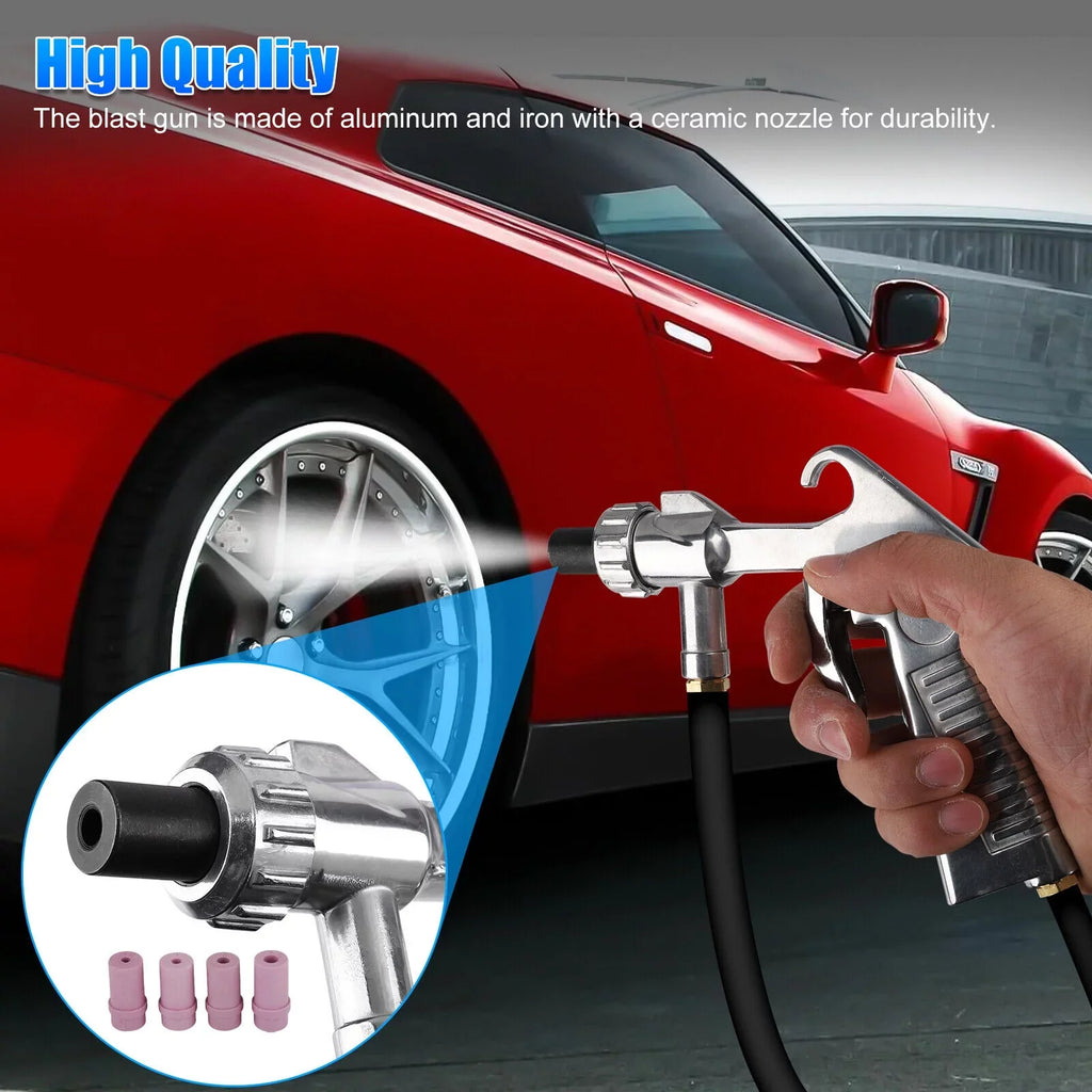Ceramic Nozzle with 4 Gun Sandblaster Blaster Kit Air Abrasive Sandblasting Sand
