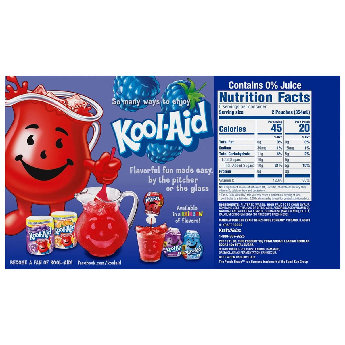 Jammers Blue Drink, Kool-Aid of Raspberry (Pack 6) Fruit
