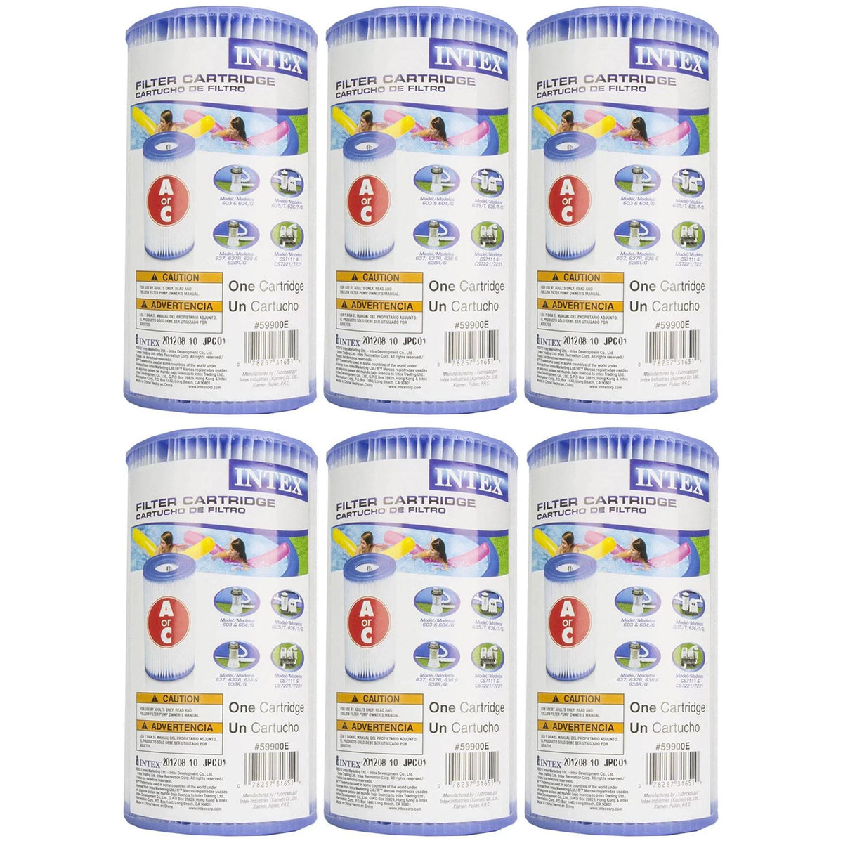 Inflatable (6 Intex x Outdoor Set Pack) Filter with 18' Cartridges Pool 48"