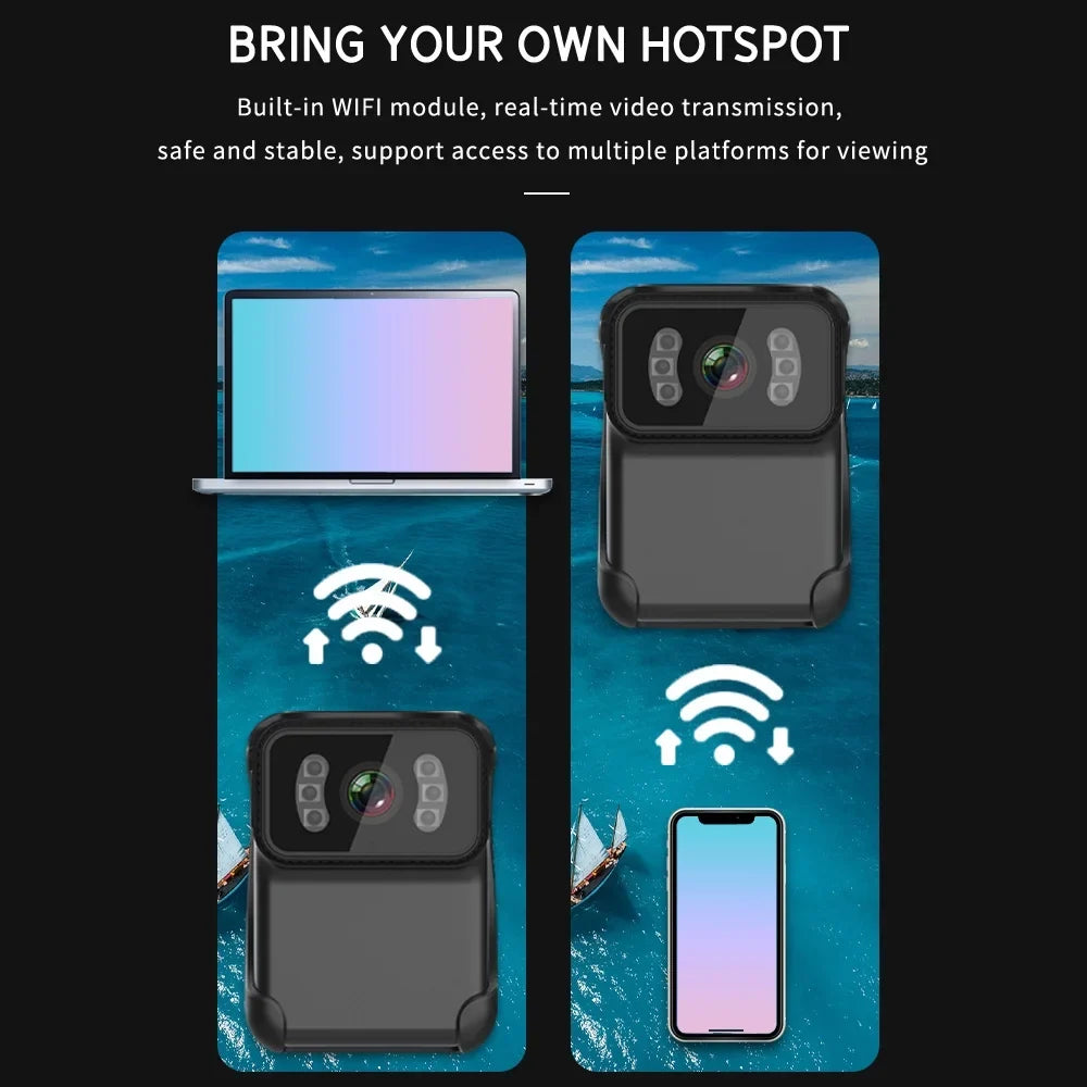 Built-in Microphone, Battery, Vision, Video Camera, Angle Night Waterproof, Clip 1080P Camera, Andoer WiFi Wide Recording, Video Action Loop Backside Lens,